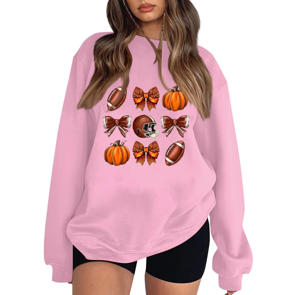 Women's Round Neck Long Sleeve Pullover Halloween Printed Top Sweatshirt