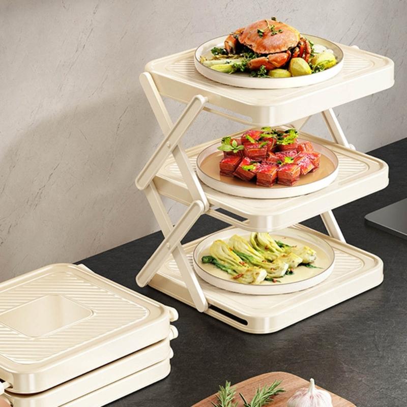 Компактная пластиковая кухонная полка с съемными ярусами, идеально подходит для организации специй, приправ и кухонной утвари