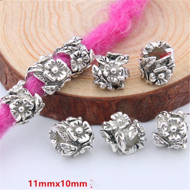 5pcs/bag Silver Metal Hair Rings Braid Dreadlocks Bead Hair Cuffs Dread Tube Charm Dreadlock for DIY Hair Accessaries