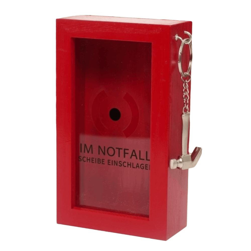 Break In Case Emergency Gift Box Red Wooden Material Gift Packaging Case with Hammer Gag Gift Organizer for Birthday Holiday