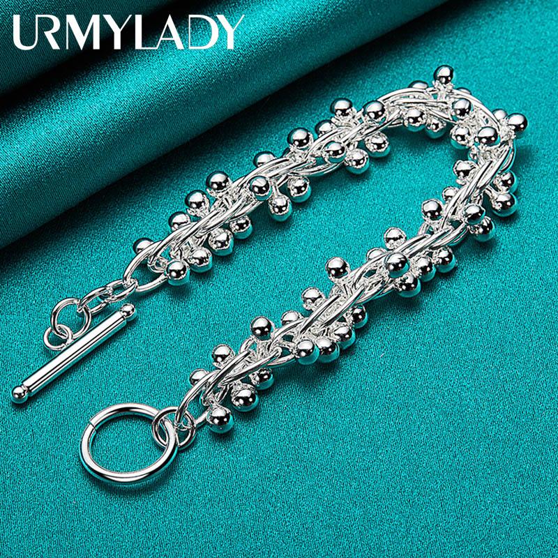 Браслет из стерлингового серебра 925 пробы с виноградными бусинами для женщин, свадебная вечеринка, модные очаровательные ювелирные изделия