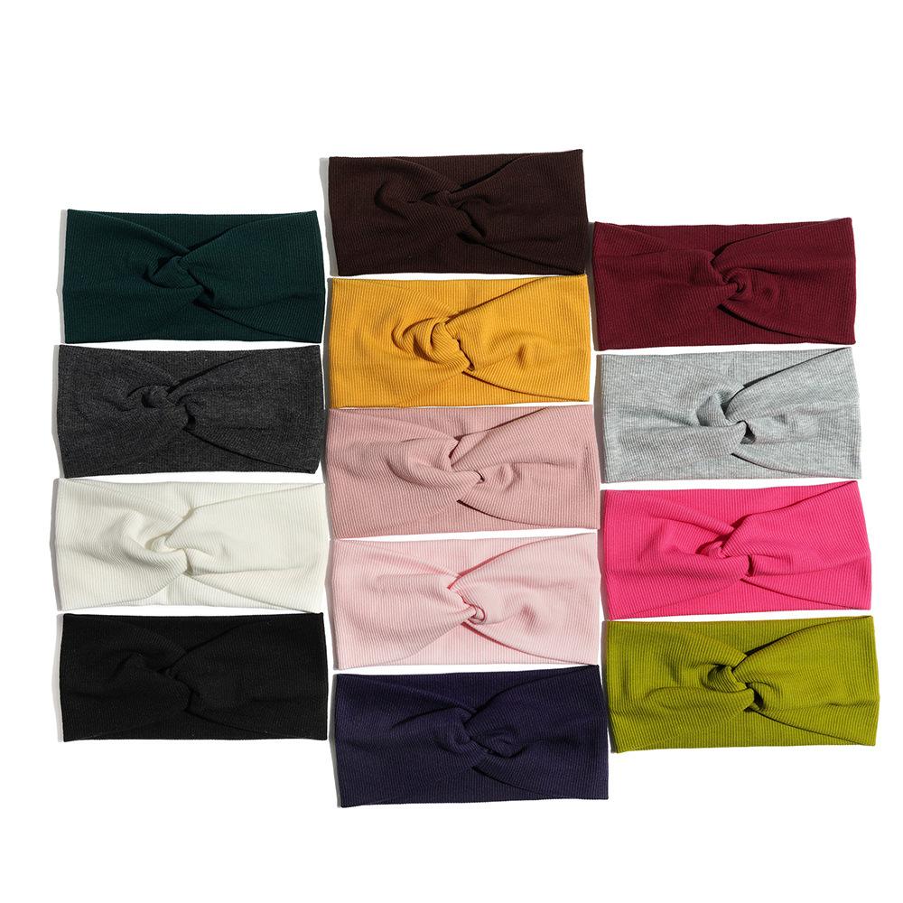 Solid Color Knitted Fine Thread Cross Yoga Sports Headband Simple Women'S Headband Headgear Headscarf