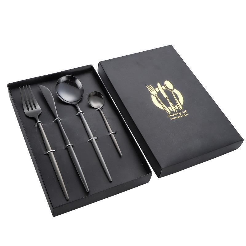 Подарочный набор из 4 предметов: нож в стиле вестерн из нержавеющей стали, вилка, ложка и нож для стейка