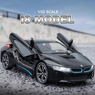 1:Масштаб 22 Модель спортивного автомобиля I8 Mc20 Игрушка Металлическая литая с механизмом обратного хода Звук и свет Имитация Коллекция моделей роскошных автомобилей Украшения