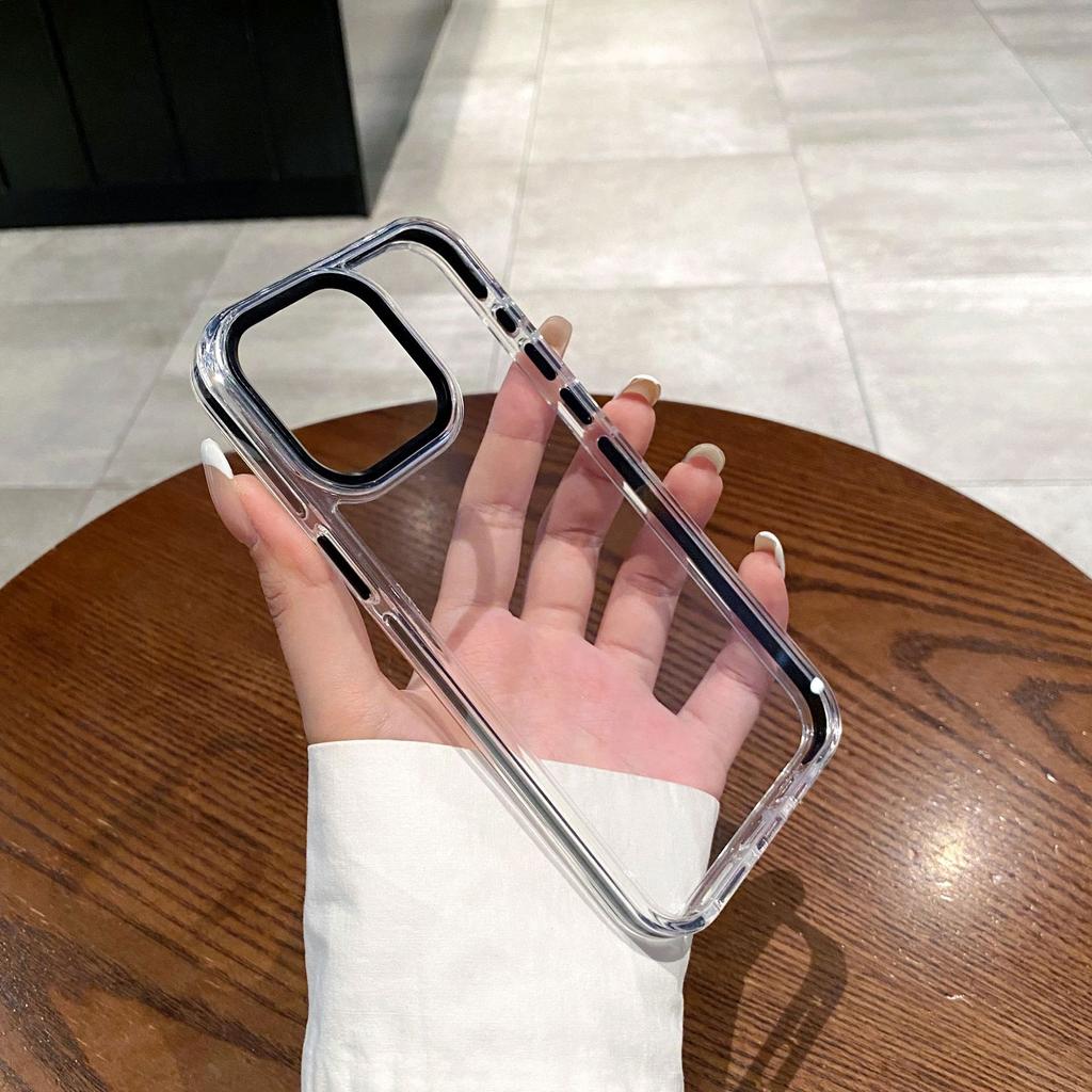 Anti Slip Colored Edge Airbag Anti Drop for IPhone 15 Magnetic Phone Case for Apple 14promax Metal Lens Ring