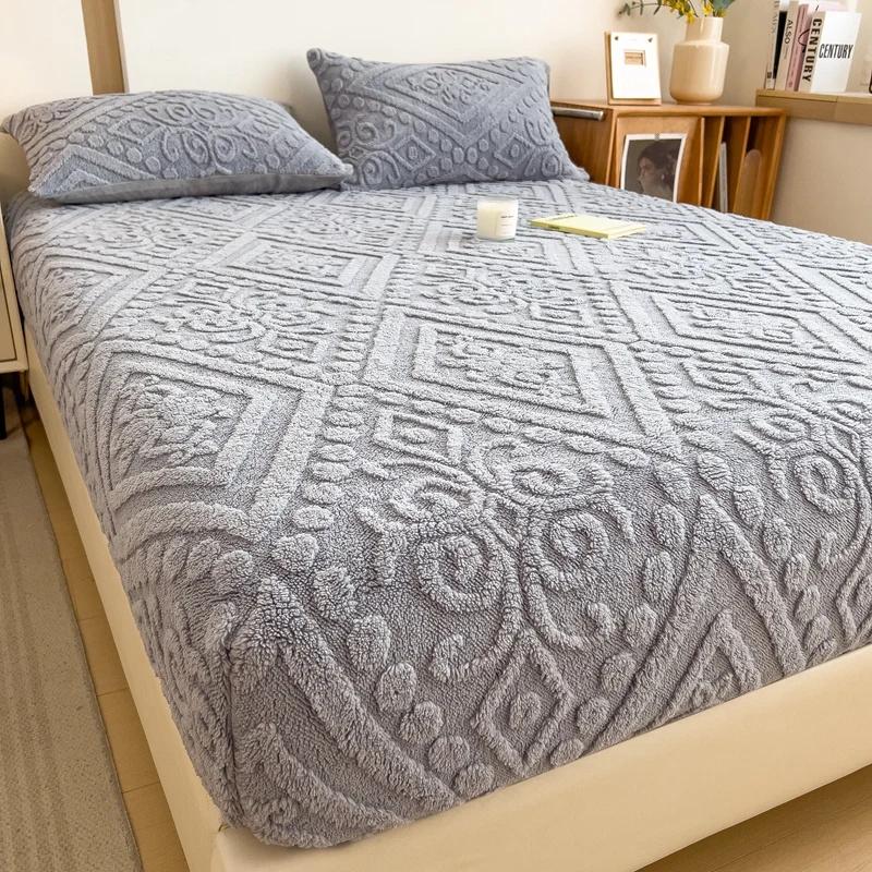 Мягкий плюшевый теплый чехол для матраса, зимний бархатный материал, простыня на резинке, утолщенный теплый чехол для матраса, несколько размеров