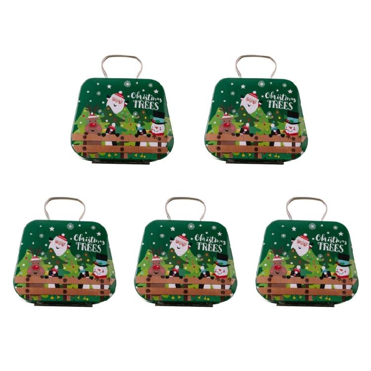 5 шт. Декоративные рождественские жестяные коробки для конфет, Упаковочная коробка для подарков на вечеринку, Портативные органайзеры для конфет, Жестяные банки для сладостей с ручкой