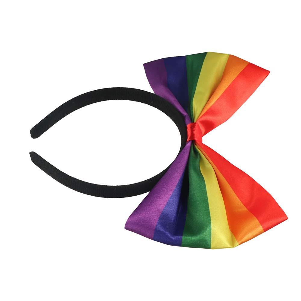 Beautiful Rainbow Bowknot Hair Hoop Fabric Art Party Head Hoop Rainbow Bow Headband Party Supplies