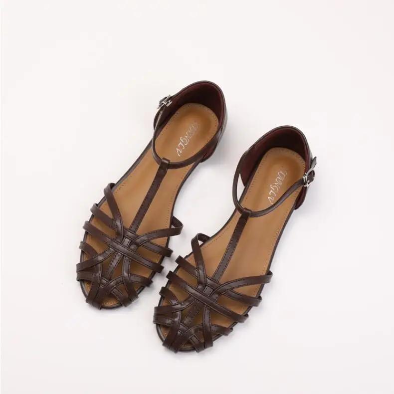 Босоножки Баотоу для женщин Модные дышащие сандалии с вырезами Модные уличные повседневные сандалии Летние праздничные римские туфли для женщин