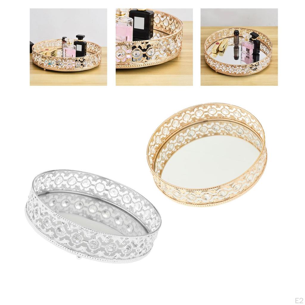 1 Piece Decorative Glass Mirror Makeup Tray Display Bathroom Wedding Decoration Birthday Gift