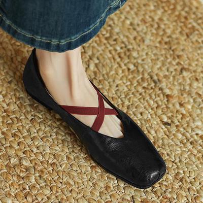 Туфли из овчины весна-лето размер 41 с квадратным носком для женщин балетки