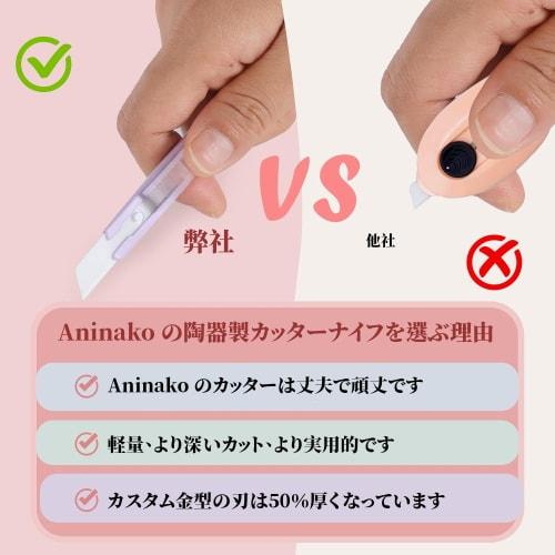 aninako Ceramic Cardboard Cutter, 5.7" x 0.6" x 0.6" (13.8 x 1.2 x 1.6 cm), Magnetic Mini Cutter with Automatic Retractable Keychain Hole, Portable fo