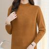 Однотонный вязаный свитер, женский повседневный свитер с полувысоким воротом, универсальный эластичный пуловер с длинными рукавами