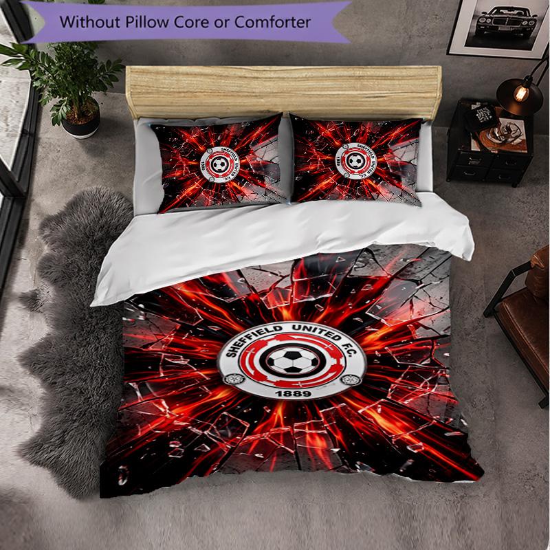 Футбольный комплект постельного белья Sheffield United из 3 предметов Мягкий пододеяльник с наволочками Набор для декора спальни для дома