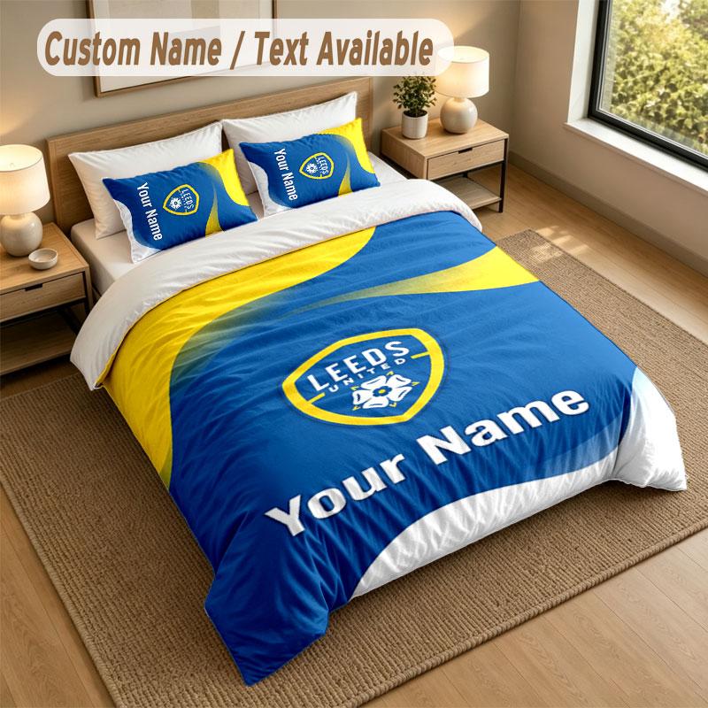 Комплект постельного белья 1 пододеяльник 2 наволочки Принт Leeds United Мягкое постельное белье Декор спальни