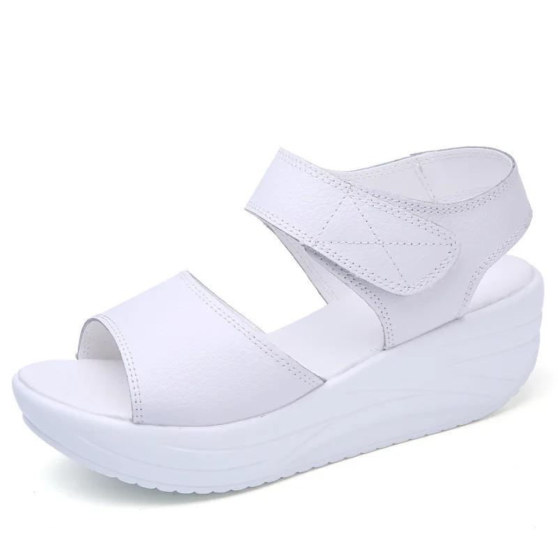 2024 Summer New Shoes Woman Split Leather Hollow Out Flat Sandals Casual Soft Women Sandals Bottom Female Beach Sandal