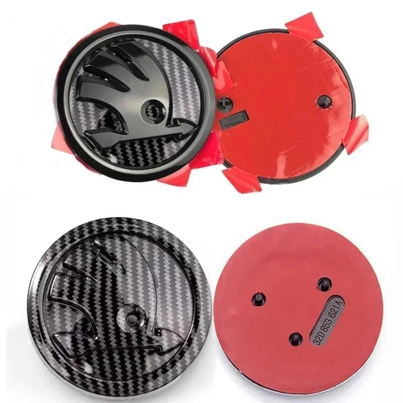ZDVK6 80mm 90mm ABS Front Rear Emblem for SKODA Fabia 1 2 Octavia a7 RS Superb Rapid Yeti Karoq Vision Car Head Boot Tailgate Sticker