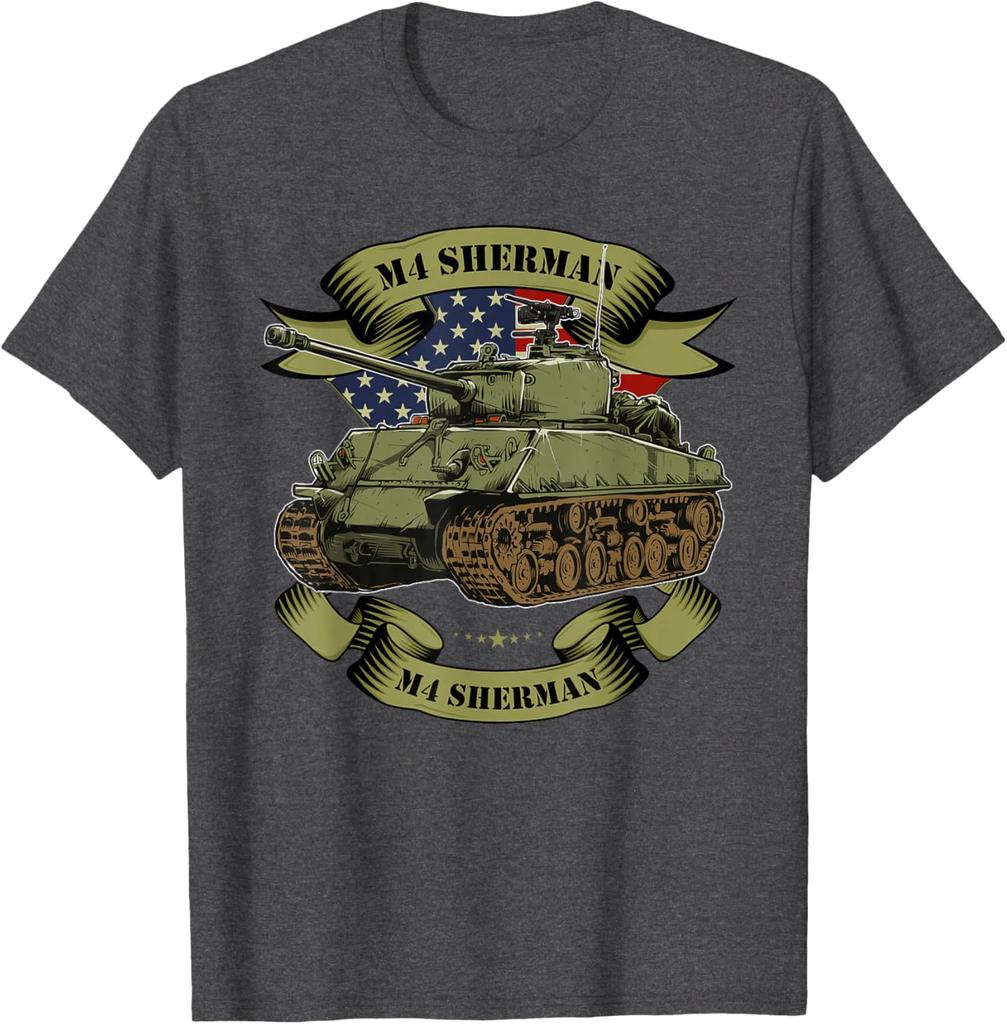 WWII US Army M4 Sherman Tank TShirt 100 Cotton ONeck Short Sleeve Summer Casual Mens Tshirt Streetwear