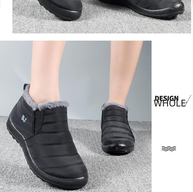 Большие хлопковые зимние сапоги унисекс: Плюс бархат, водонепроницаемый, нескользящий, модный для пар