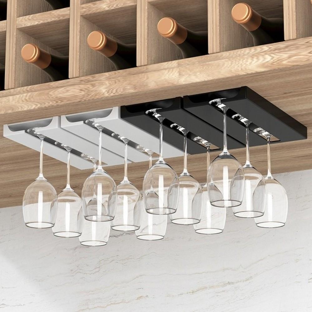 Non-Drilled Stemware Rack Plastic Wine Glass Holder Wall Display Cup Holder  Dining Room