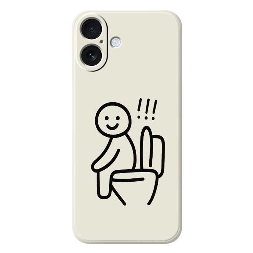 For iPhone 17 Case Stickman Toilet Pattern Printing Straight Edge TPU Phone Back Cover