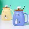 Creative Color Cat Mug Cartoon with Lid 500ml Cup Coffee Ceramic Mugs Cups Office Drinkware Gift