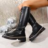 Fashion Large Size Women's Shoes 2025 Autumn Winter Elegant Temperament Height Increase Long Boots Lace Up Fashion Non Slip Knight Boots