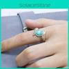 Silver Alloy Feather Ring With Turquoise Inlay For Women Stylish Hand Accessory