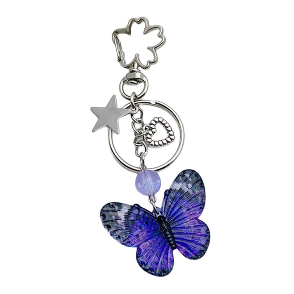Elegant Butterfly Star Pendant Keyrings Unique Butterfly Pendant Keychain Beaded Phone Anti-Lost Chain Hangings Jewelry