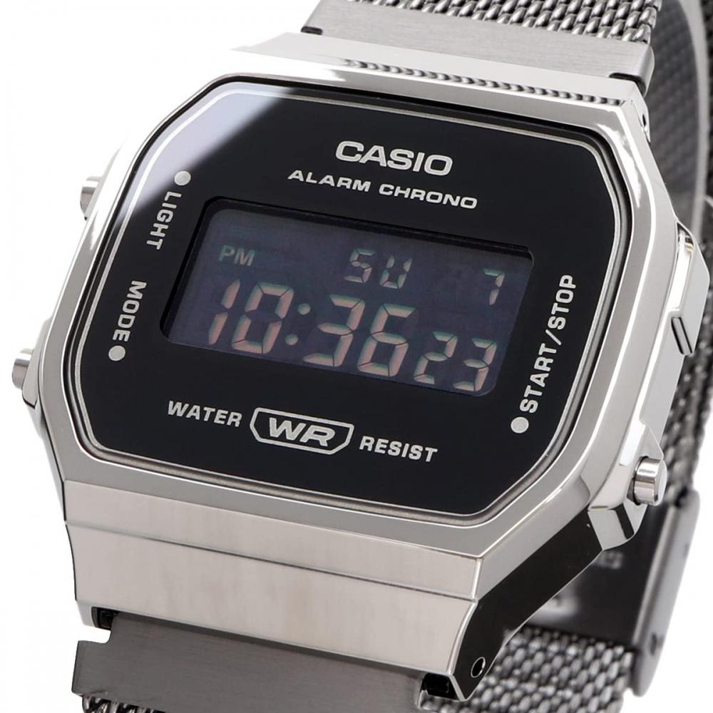 Casio Цифровые часы Standard A168WEMB-1B мужские женские детские сетчатый металлический ремешок черные Overseas модель