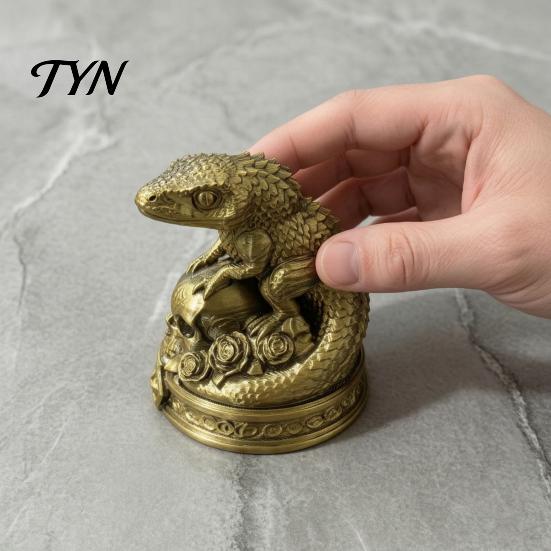 Жуткий Офисный Настольный Орнамент 3D Печатный Скелет Геккона Роза, Готический Декоративный Череп из Смолы для Полки Статуэтка, Настольная Животная Скульптура