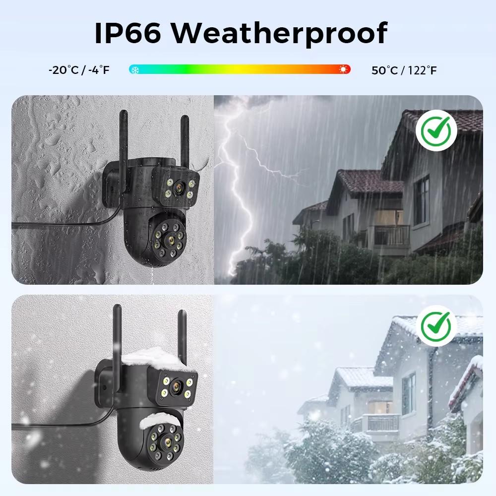 4K 8MP WiFi Камера видеонаблюдения 4MP 4-кратный цифровой зум PTZ IP Двойной объектив ИИ Детекция человека Наружная камера безопасности Приложение ICSEE