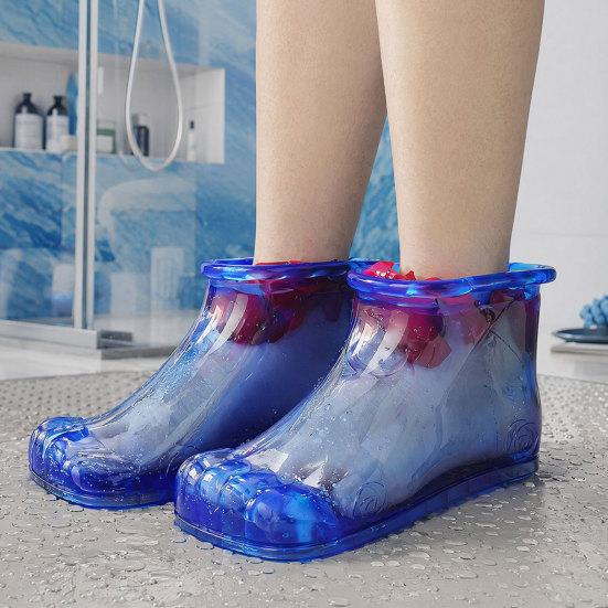 1 Pair Massage Foot Bath Shoes, Portable Feet Soaking Tub Feet Spa Shoes, Pedicure PVC Tall Foot Soaker for Foot Massage Relax