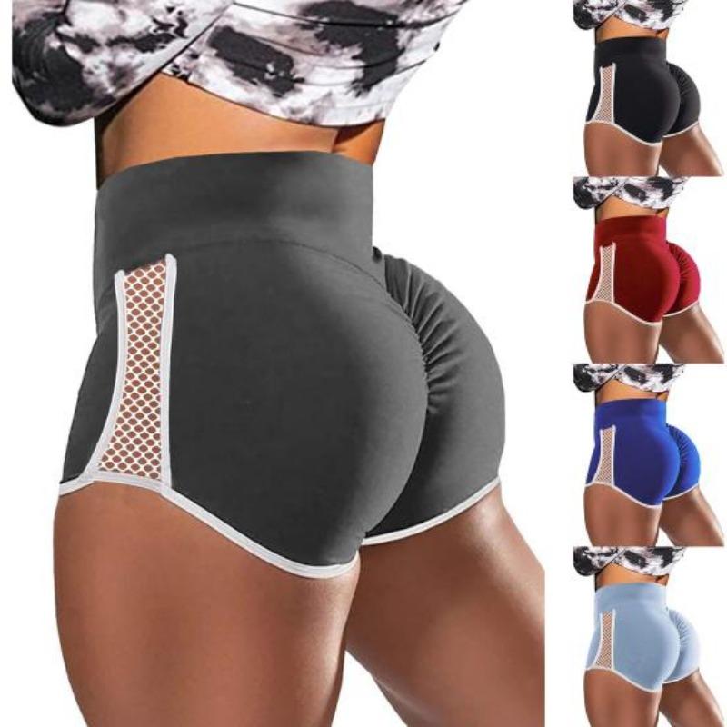 Women Sports Shorts Sexy High Waist Hip Lift Abdomen Tightening Hollow Out Push Up Yoga Shorts