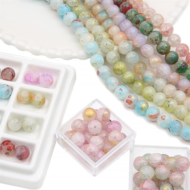 20 шт. 10 мм Необычные хрустальные стеклянные круглые бусины с потрескиванием для браслета и ожерелья DIY аксессуары для изготовления ювелирных изделий