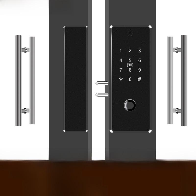 Умный замок для стеклянной двери без удара: Дистанционно управляемый замок со сканером отпечатков пальцев для одно- и двухдверных дверей