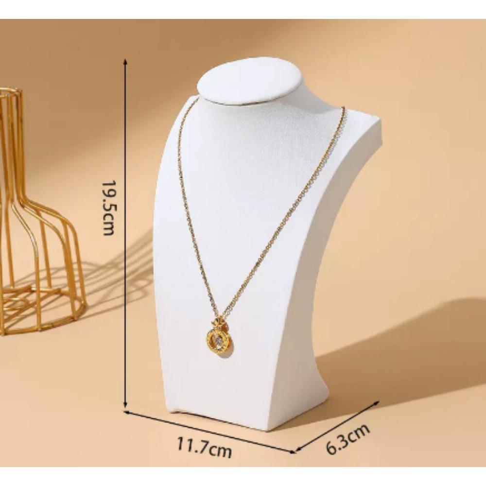 White Leather Portrait Model Neck Necklace Rack, Counter Jewelry Hanger, Collarbone Chain Necklace Display