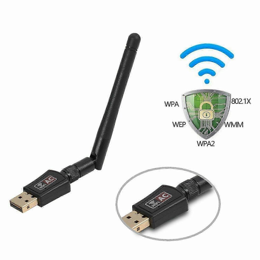AC600 Mbps Dual Band 2.4/5GHz Wireless USB Wi-Fi Adapter w/Antenna