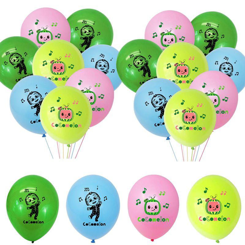 Многоцветные латексные шары в стиле Cocomelon, необходимые для украшения веселой детской вечеринки по случаю дня рождения