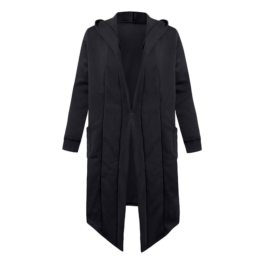 Зимняя мода мужской тонкий длинный кардиган с капюшоном теплое шерстяное пальто куртка