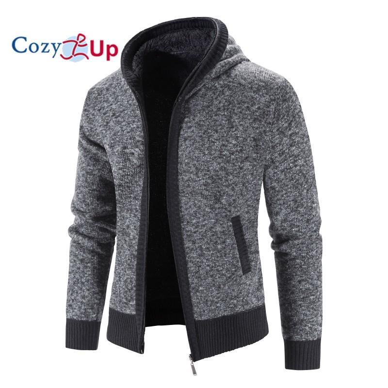 Cozy Up Флисовый стеганый свитер, пальто, однотонный кардиган с капюшоном для мужчин