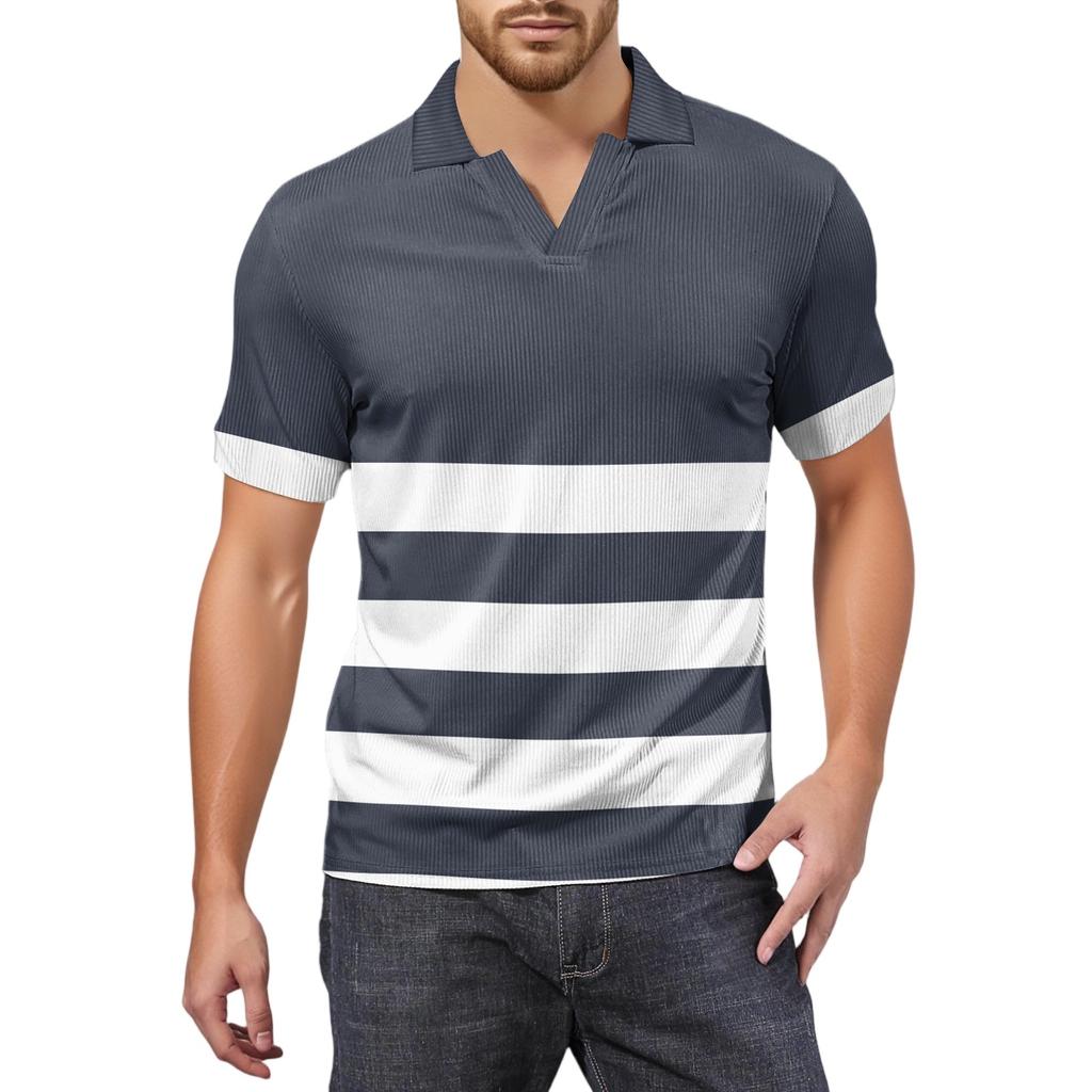 Мужская модная футболка для гольфа с коротким рукавом и V-образным вырезом