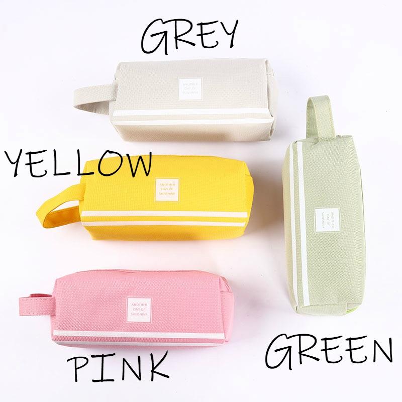 Solid Large Capacity Pen Pencil Bag Storage Case Makeup Pouch Cute Stationery Bag