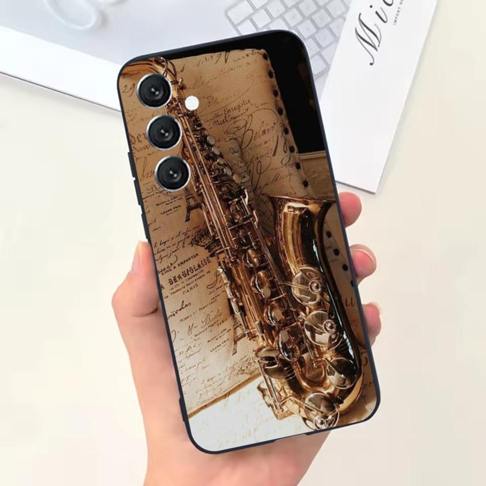 Чехол для телефона Музыка саксофона Для Samsung Galaxy A13, A21s, A22, A31, A32, A52, A53, A71, A80, Мягкий черный корпус