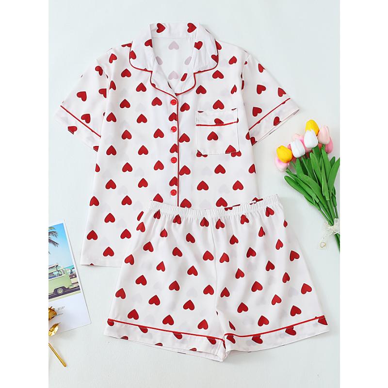 Летний женский топ с короткими рукавами и шорты, комплект из 2 предметов, пижама женская, модная, повседневная, свободная, с бантом, кардиган, пижама, комплект