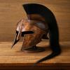 Spartan Warrior Helmet with Black Crest Handcrafted Greek Corinthian Helmet Bronze Finish Cosplay, Reenactment Prop