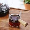 Стеклянная эспрессо-чашка с деревянной ручкой, кофейная чашка с одинарным и двойным носиком, термостойкая, маленькая стеклянная мерная кружка, чашка для латте