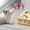 Креативная интерактивная коробка-головоломка для кошек, забавная, с перышком и шариками, трек-головоломка для питомцев, съемная домашняя коробка для дразнения кошек