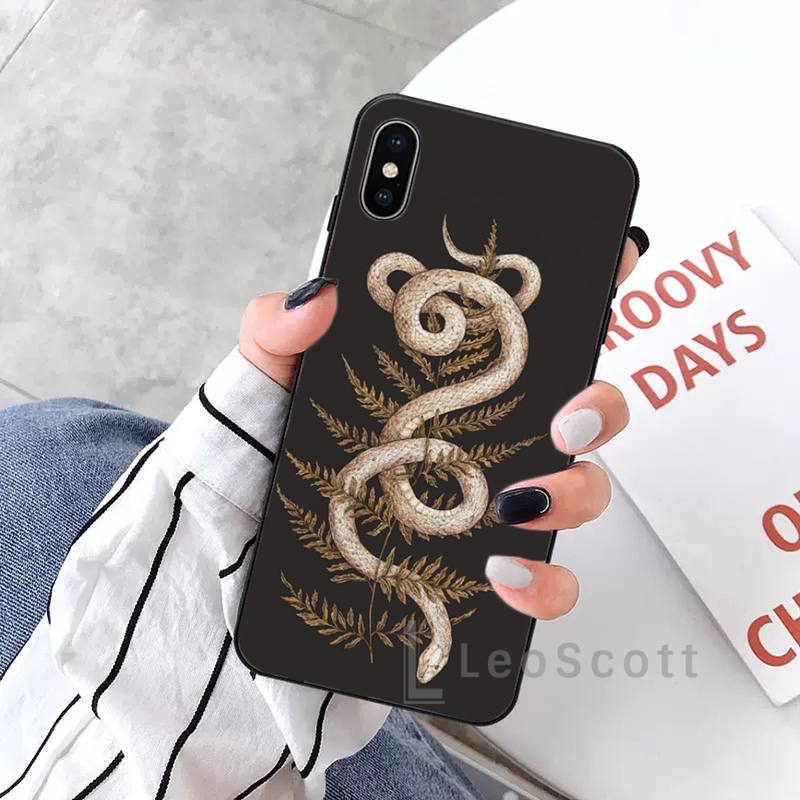 Мягкий чехол для телефона с цветком дракона змеи арт крутой для iPhone 11 12 pro XS MAX 8 7 6 6S Plus X 5S SE 2020 XR