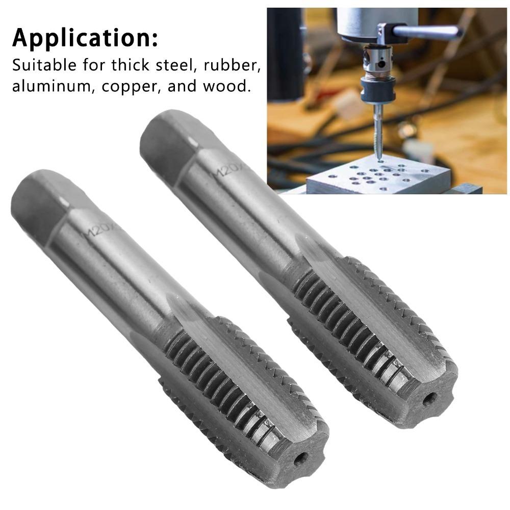 2PCS High Speed Steel Hand Tap M18 x 2.5mm / M20 x 2.5mm Straight Flute Tap Metric Tap  Metalworking